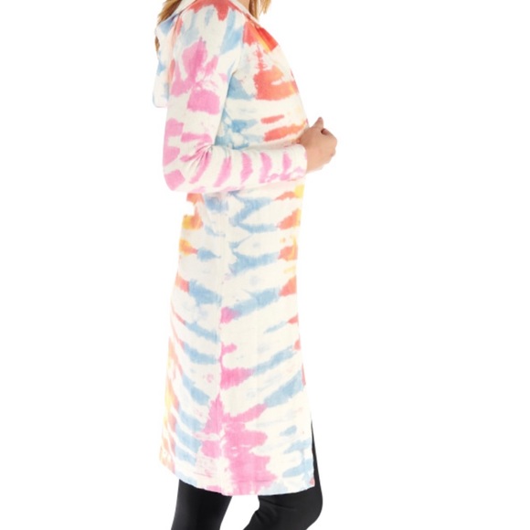 Anthropologie Electric Yoga Tie Dye Cardigan Long Line Duster Hoodie Cover Up 1X - Picture 2 of 8